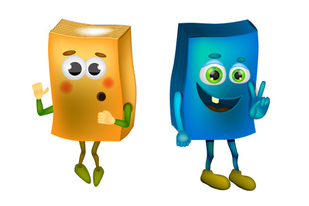 Cute cartoon book character vector illustration isolated on white background. Kids And School Booksのイラスト素材