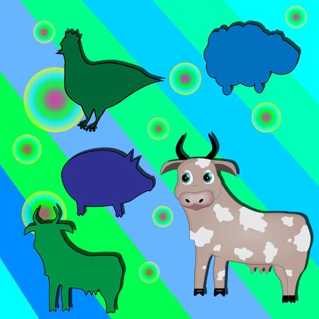 A vector illustration of a animal puzzle. Childrens board game with cowのイラスト素材