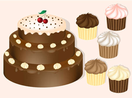Realistic vector cake. Pie Realistic Vector Illustrationのイラスト素材
