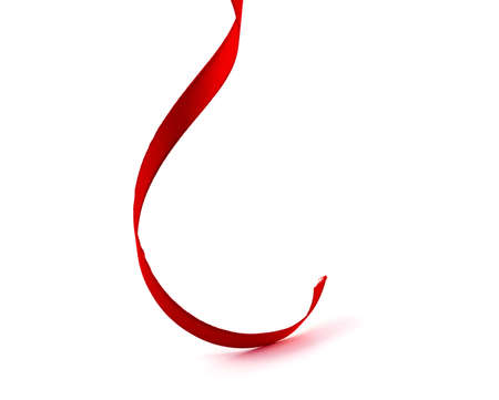 Red tape loop on a white backgroundの写真素材