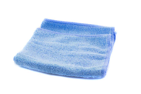 Blue towel folded in the shape of a squareの写真素材