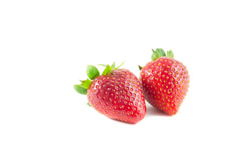 Two strawberry isolate on a white backgroundの写真素材