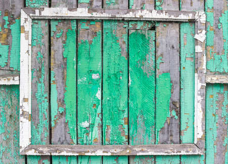 Old vintage green board of the rails with window,  texture の写真素材