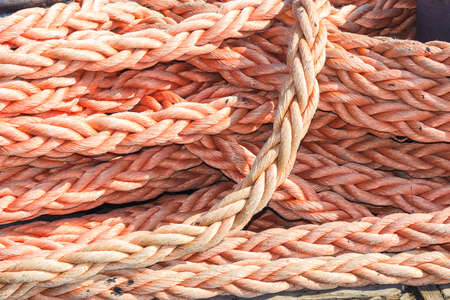 Marine rope pile of rope knotの写真素材