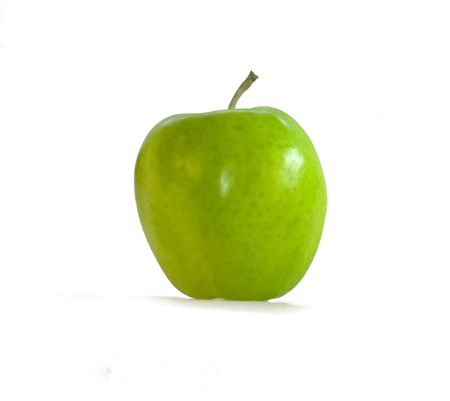Green apple isolated on white backgroundの写真素材