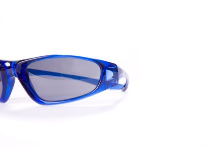 Sunglasses black blue on white backgroung fashion black lensの写真素材