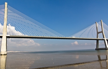 Vasco da Gama Bridge in Lisbon, Portugalの写真素材