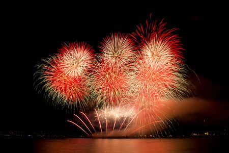 Vancouver, B.C. Summer Fireworks show. Multicolor fireworksの写真素材