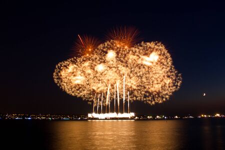Vancouver, B.C. Summer Fireworks show. Multicolor fireworksの写真素材
