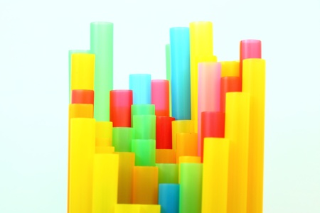 Colorful straws isolate whiteの写真素材
