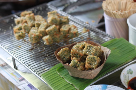 Pan-fried Garlic chives cakeの写真素材