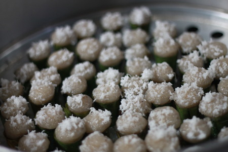 Thai style Banana cup cake  Kanom Kluay の写真素材