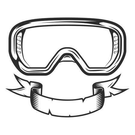 New builder construction safety glasses with ribbon vintage concept vector illustration isolated on gray backgroundのイラスト素材