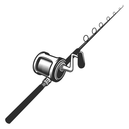 Fishing rod with casting reel vector illustration isolated on white backgroundのイラスト素材