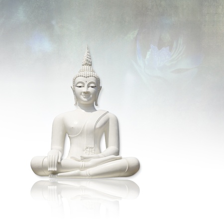 White buddha     isolated against light grunge backgroundの写真素材