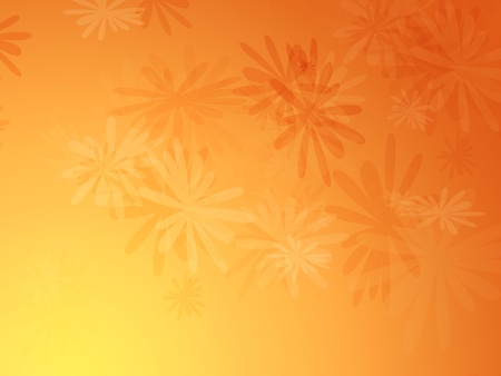Orange spring background with scattered flowersの写真素材