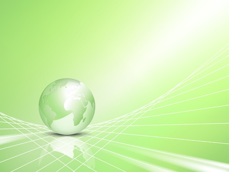Light green eco business background with abstract 3d vector globe, world map - symbol of environmental protection - ecology and green energy conceptのイラスト素材