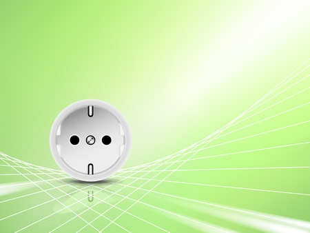 Green energy concept, eco design - white socket, outlet against abstract green shiny background のイラスト素材