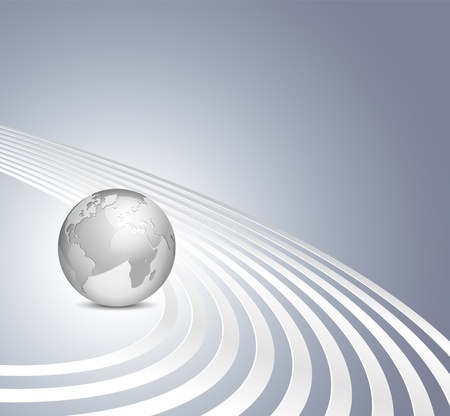 Vector 3d globe on gray blue background with silver lines - abstract business templateのイラスト素材
