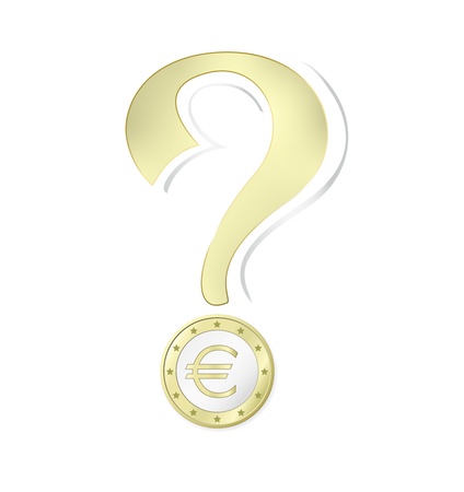 Euro coin - money concept with question mark against white background - vector illustrationのイラスト素材