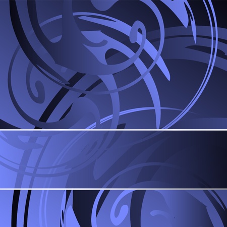 Blue abstract background with shiny swirls and banner - abstract greeting card and cover design - vector illustrationのイラスト素材