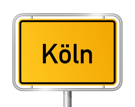 City limit sign COLOGNE / KÖLN against white background - federal state of North Rhine Westphalia / Nordrhein Westfalen - vector illustrationのイラスト素材