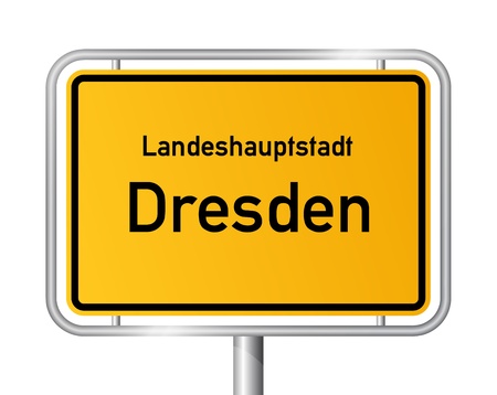 City limit sign DRESDEN against white background - federal state of Saxony / Sachsen - vector illustrationのイラスト素材