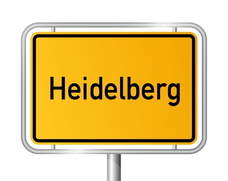 City limit sign HEIDELBERG against white background - federal state of Baden Wuerttemberg - vector illustrationのイラスト素材