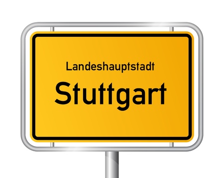 City limit sign STUTTGART against white background - federal state of Baden Wuerttemberg - vector illustrationのイラスト素材