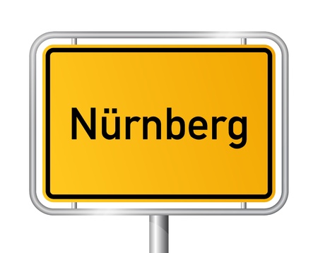 City limit sign NUREMBERG / NÜRNBERG against white background - federal state of Bavaria - vector illustrationのイラスト素材
