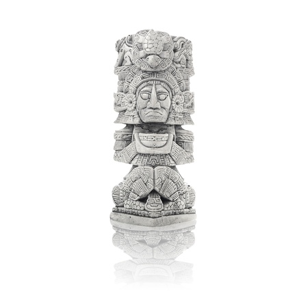 Mayan artifact from Mexico isolated against white background including clipping pathの写真素材