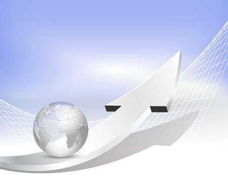 Finance business brochure background with arrow and globe - abstract success conceptのイラスト素材