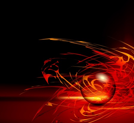 Abstract red background horizon - fire template with sphereのイラスト素材
