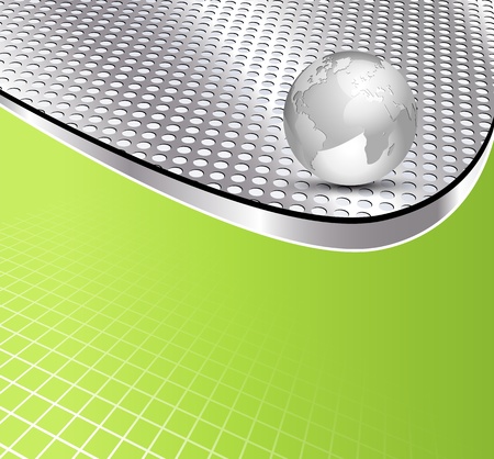 Metal grid texture and globe - abstract business brochure background designのイラスト素材