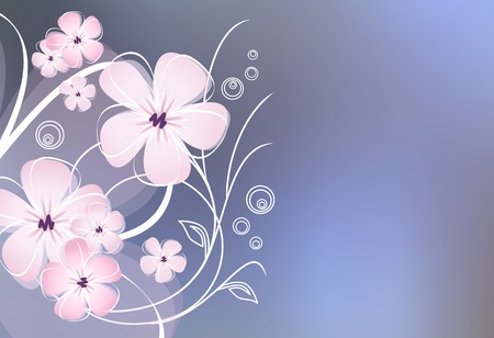 Abstract flower design against blue backgroundのイラスト素材