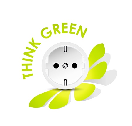 Energy icon outlet - electricity eco concept against white backgroundのイラスト素材