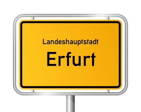 City limit sign ERFURT against white background - capital of the federal state Thuringia - Thuringen, Germanyのイラスト素材