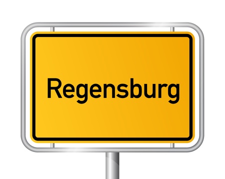 City limit sign REGENSBURG against white background - Bavaria, Bayern, Germanyのイラスト素材