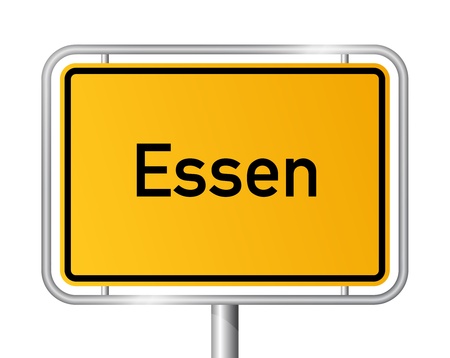 City limit sign ESSEN against white background - North Rhine Westphalia, Nordrhein Westfalen, Germanyのイラスト素材