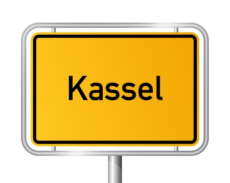 City limit sign KASSEL against white background - Hesse, Hessen, Germanyのイラスト素材