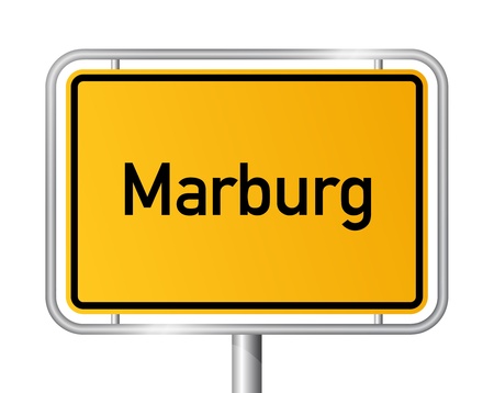 City limit sign MARBURG against white background - Hesse, Hessen, Germanyのイラスト素材
