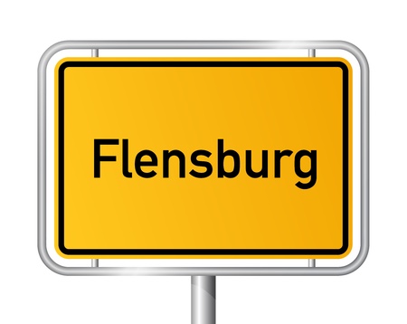 City limit sign FLENSBURG against white background - Schleswig Holstein, Germanyのイラスト素材