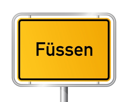 City limit sign FÜSSEN against white background - Bavaria, Bayern, Germanyのイラスト素材