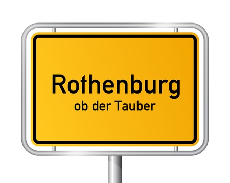 City limit sign ROTHENBURG OB DER TAUBER against white background - Bavaria, Bayern, Germanyのイラスト素材