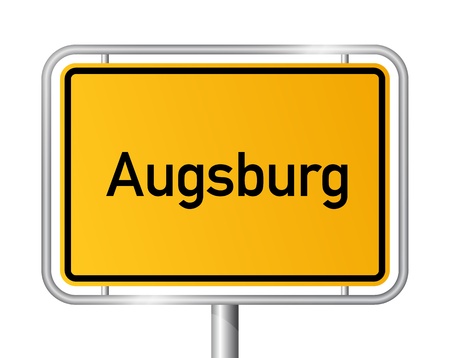 City limit sign Augsburg against white background - signage - Bavaria, Bayern, Germanyのイラスト素材