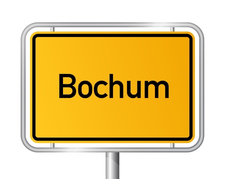 City limit sign Bochum against white background - signage - North Rhine Westphalia, Nordrhein Westfalen, Germanyのイラスト素材