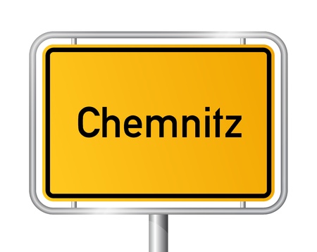 City limit sign Chemnitz against white background - signage - Saxony - Sachsen, Germanyのイラスト素材