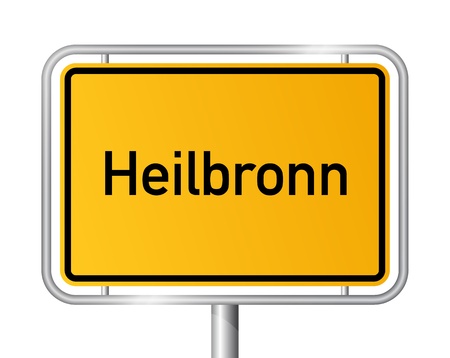 City limit sign Heilbronn against white background - signage - Baden Wuerttemberg, Baden Württemberg, Germanyのイラスト素材