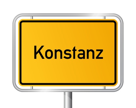 City limit sign Konstanz against white background - signage Constance - Baden Wuerttemberg, Baden Württemberg, Germanyのイラスト素材