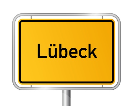 City limit sign Luebeck against white background - signage Lübeck - Schleswig Holstein, Germanyのイラスト素材